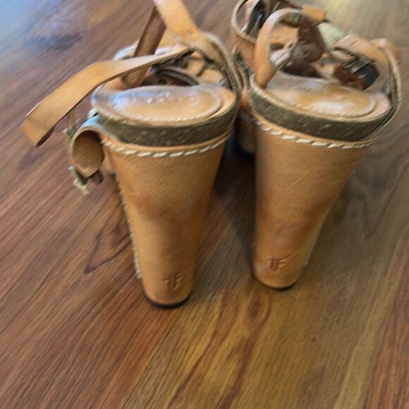 Frye Grace platform wedge rustic heels leather 8.5 - Picture 8 of 8